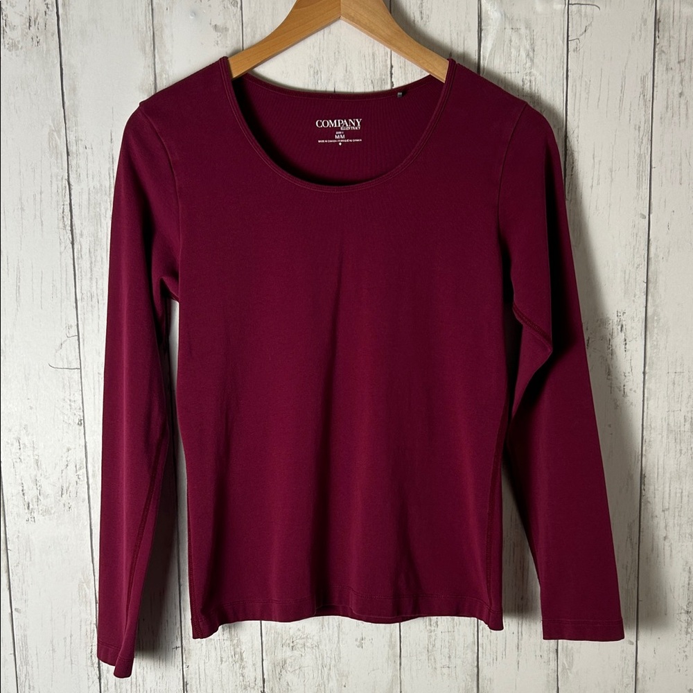 Burgundy Long Sleeve Shirt Women’s Medium EllenTracy Made in Canada Cotton Blend